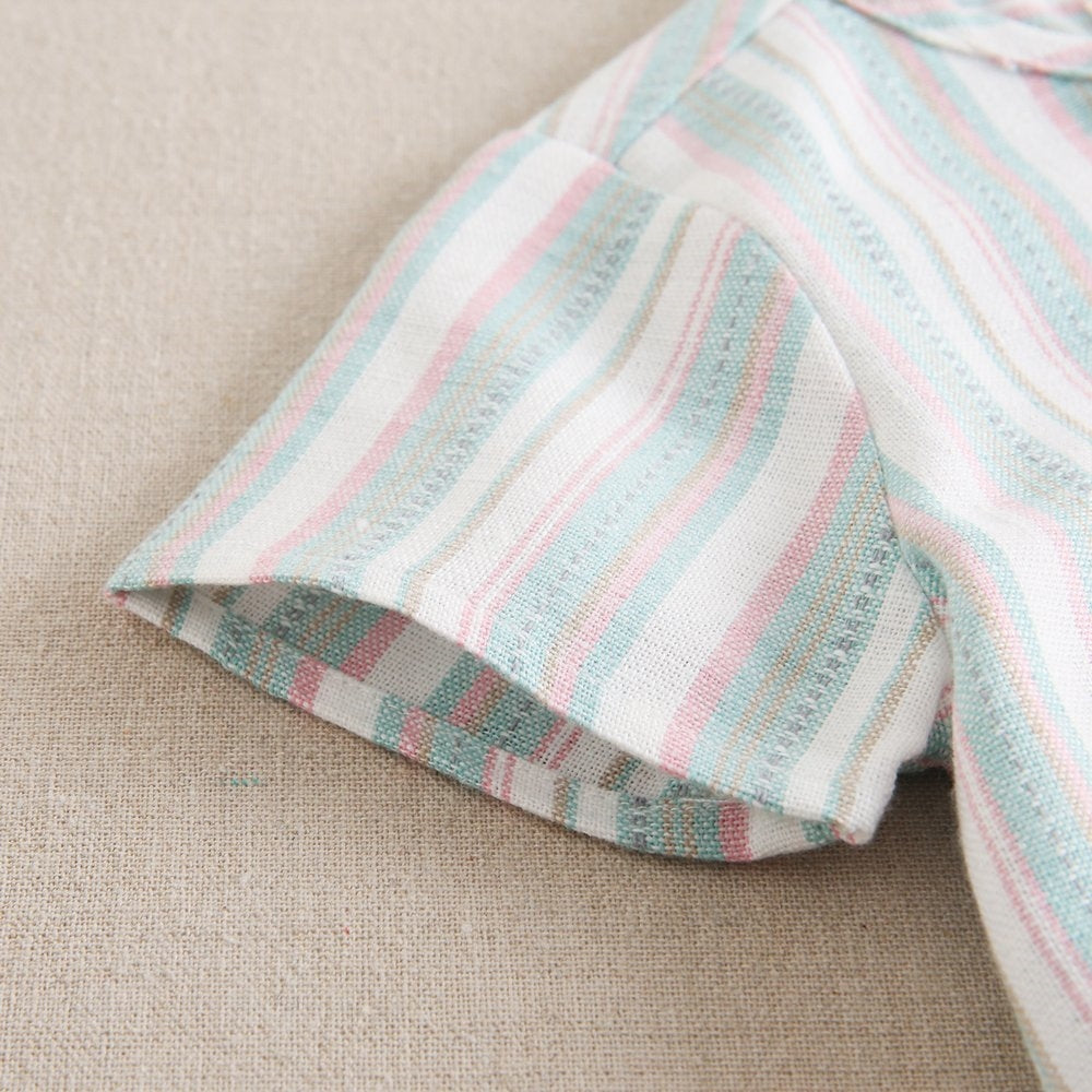 Green and pink striped baby boy set