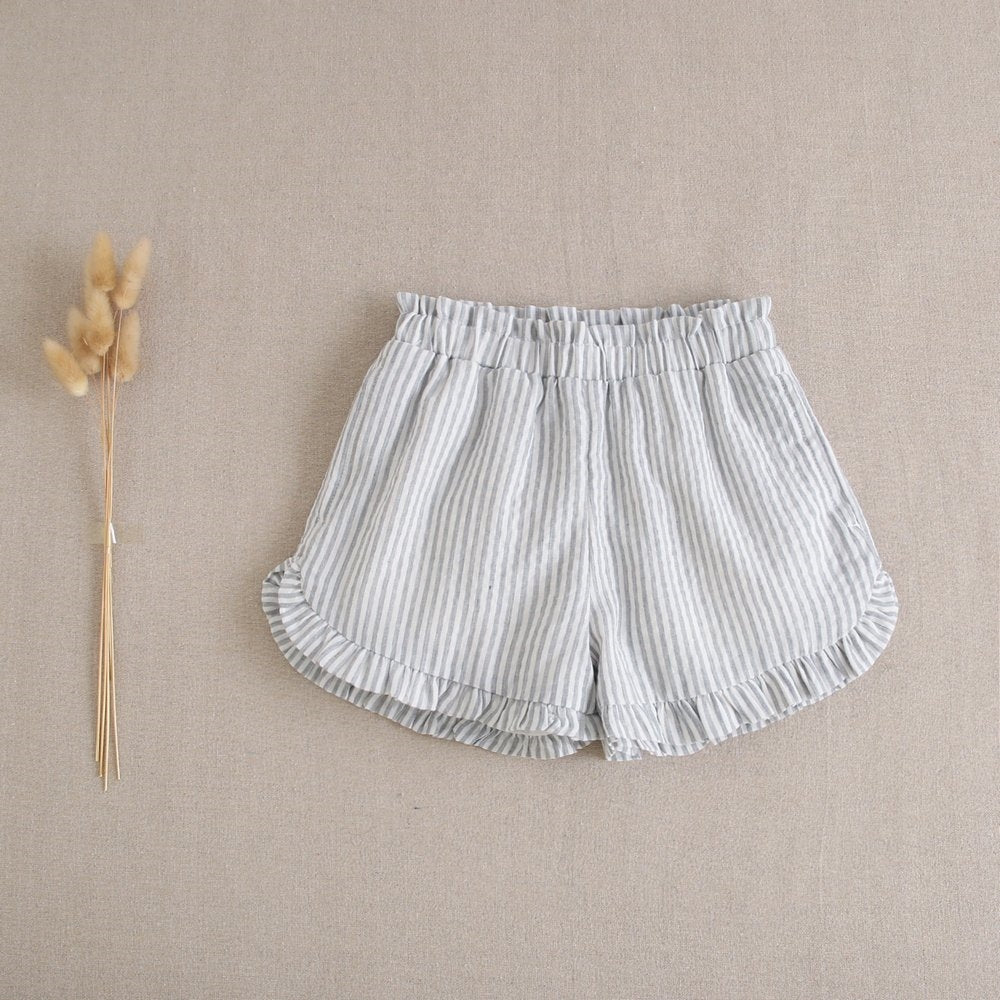 Girl's shorts with grey and white stripes