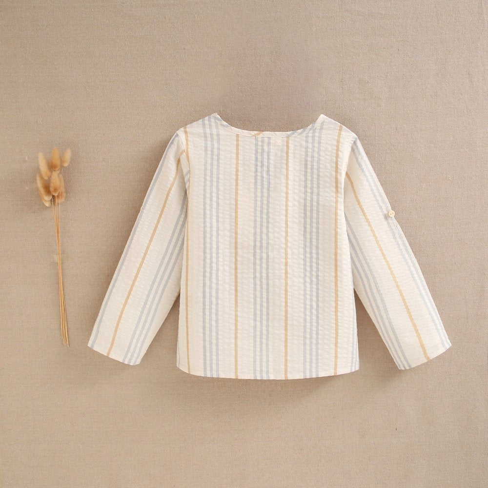 Boy's shirt with blue stripes and camel