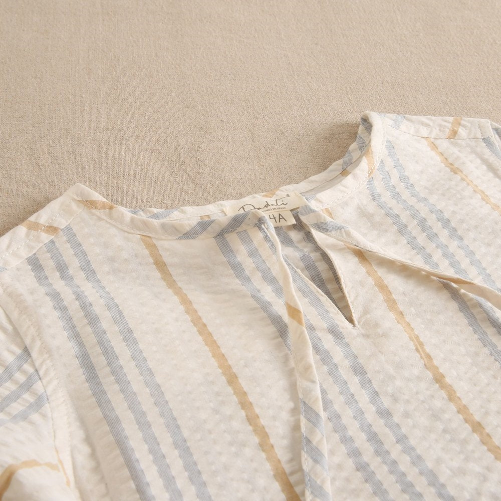 Boy's shirt with blue stripes and camel