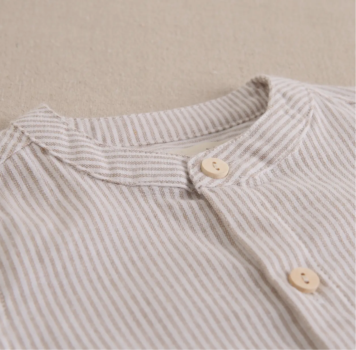 Beige grandfather stripe shirt