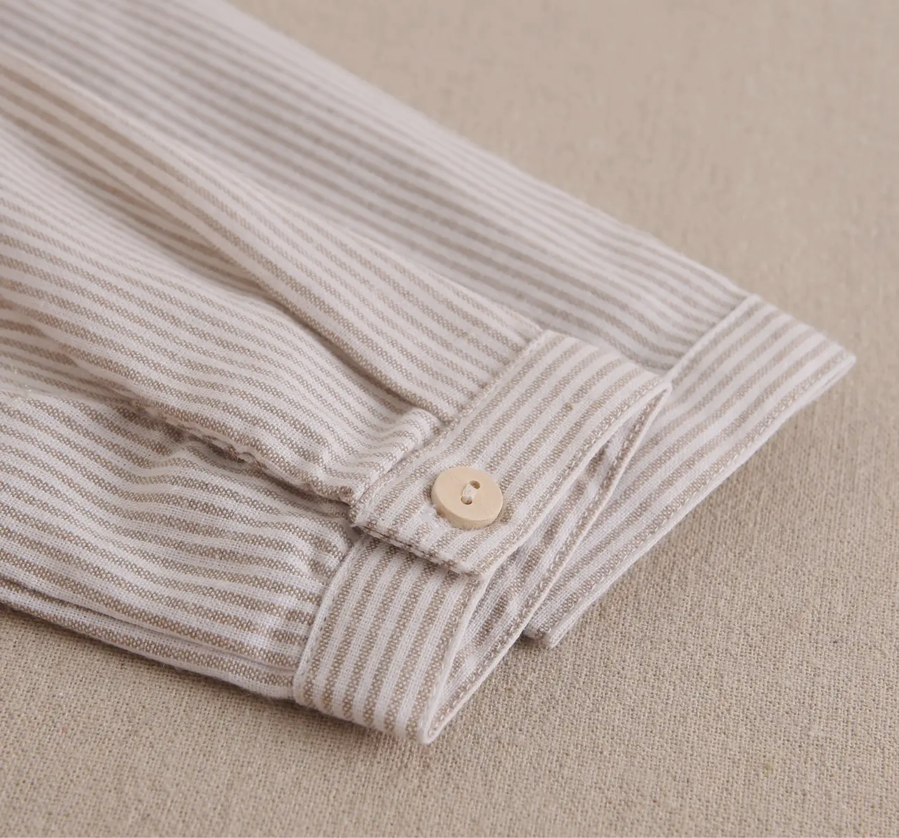 Beige grandfather stripe shirt