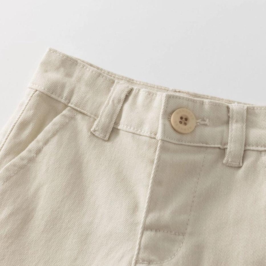 Cream Denim Long Trousers For Baby Boy