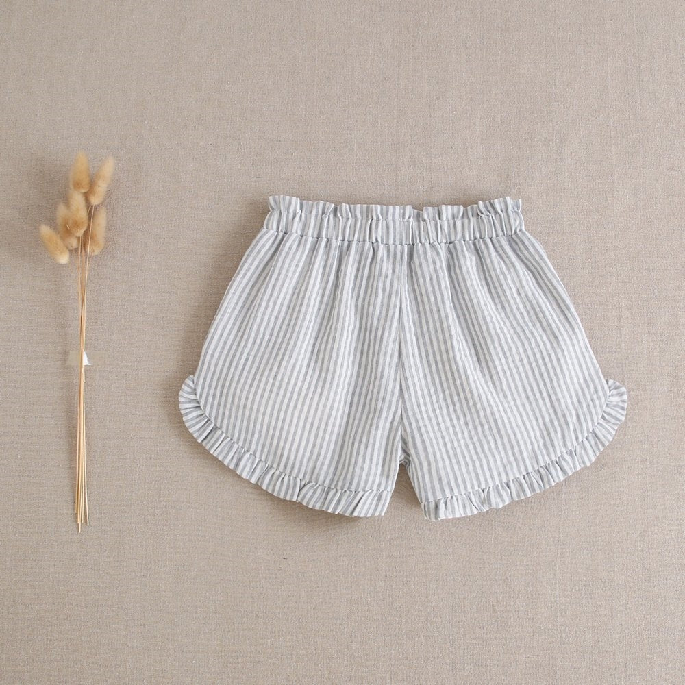 Girl's shorts with grey and white stripes