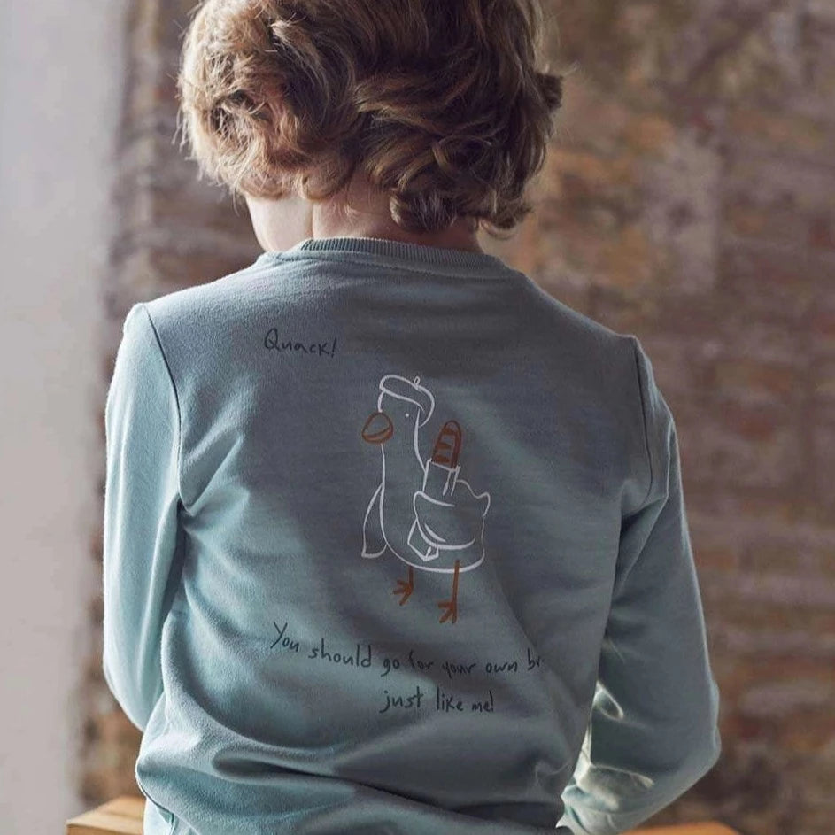 Boy's Sweatshirt with Round Neck and Back Pattern