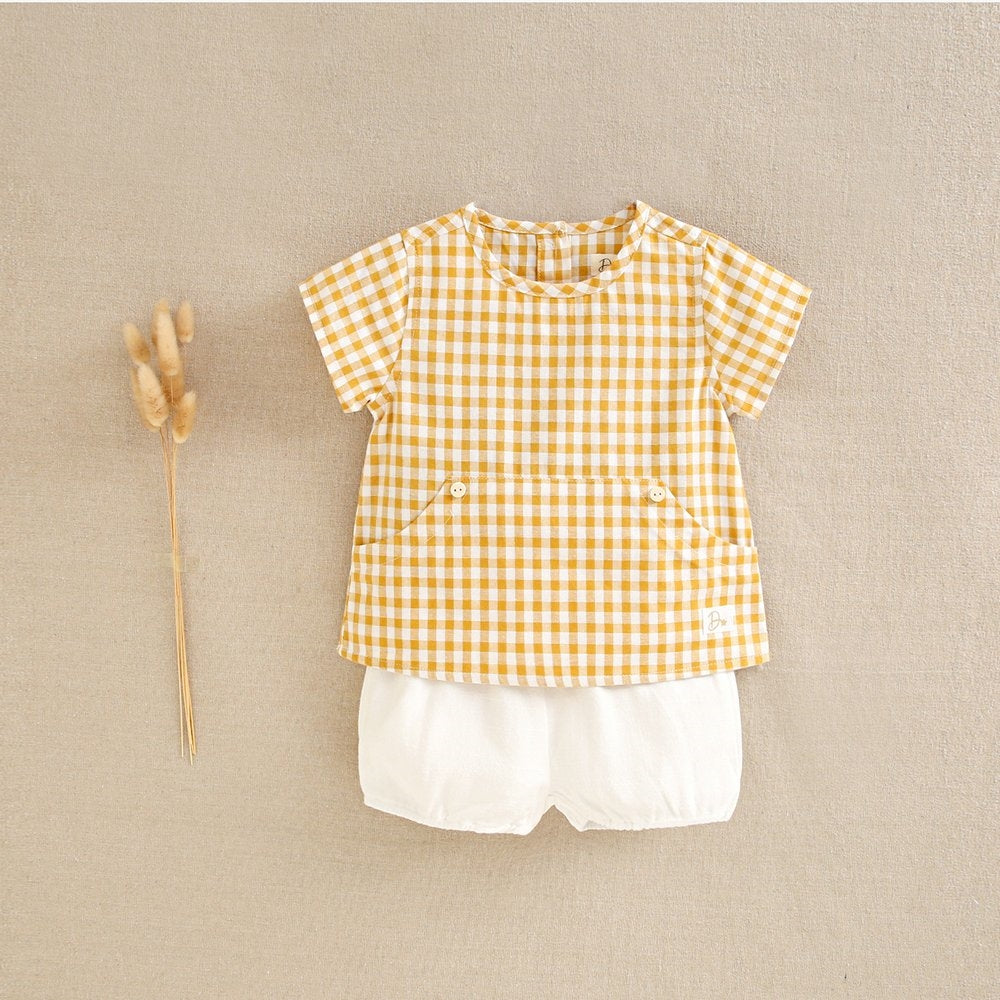 Mustard short sleeved shirt set