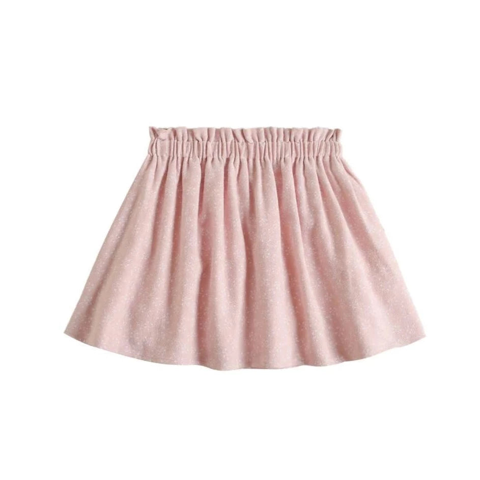 Girl's Skirt in Pink Fabric with Twig Print