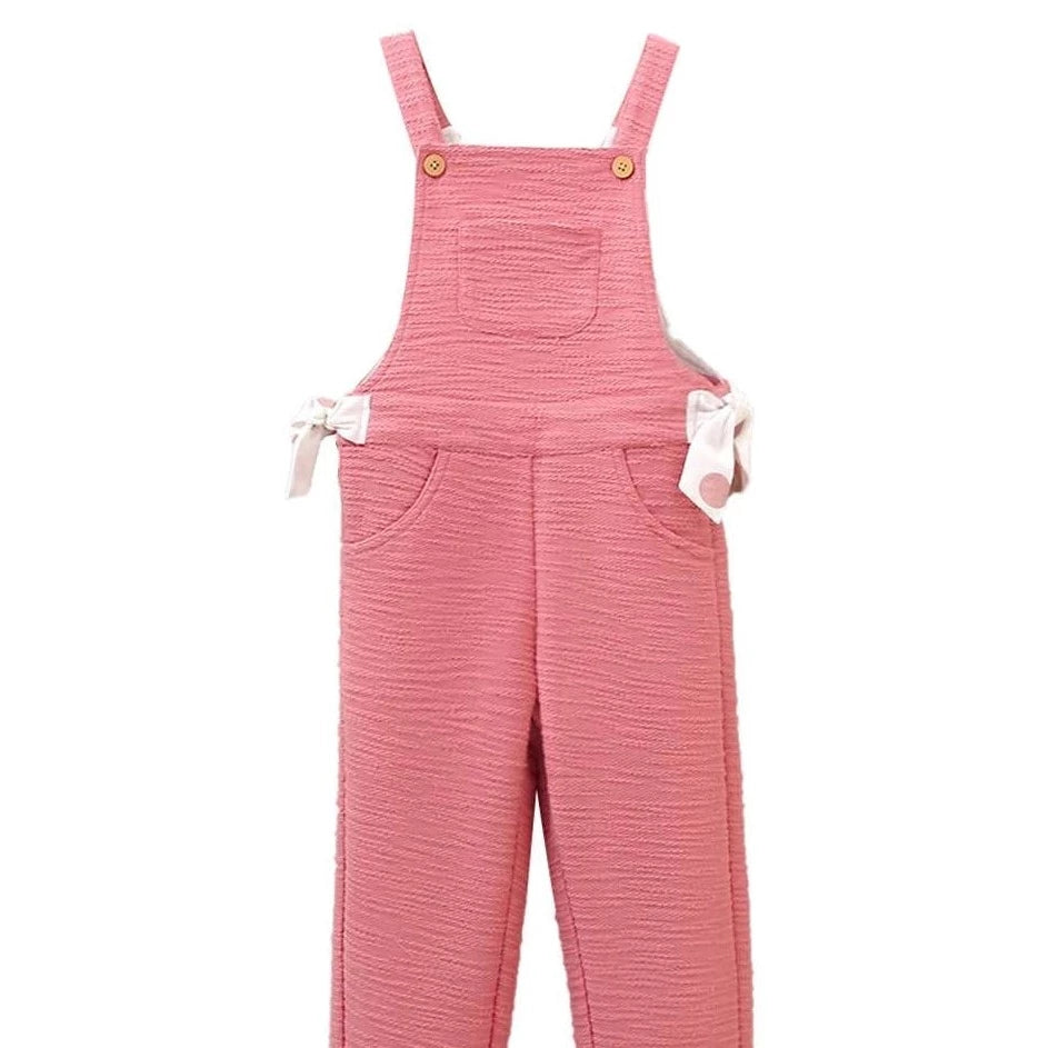 Pink Dungarees with Polka Dot Ties