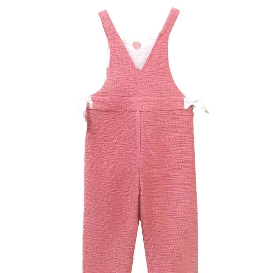 Pink Dungarees with Polka Dot Ties