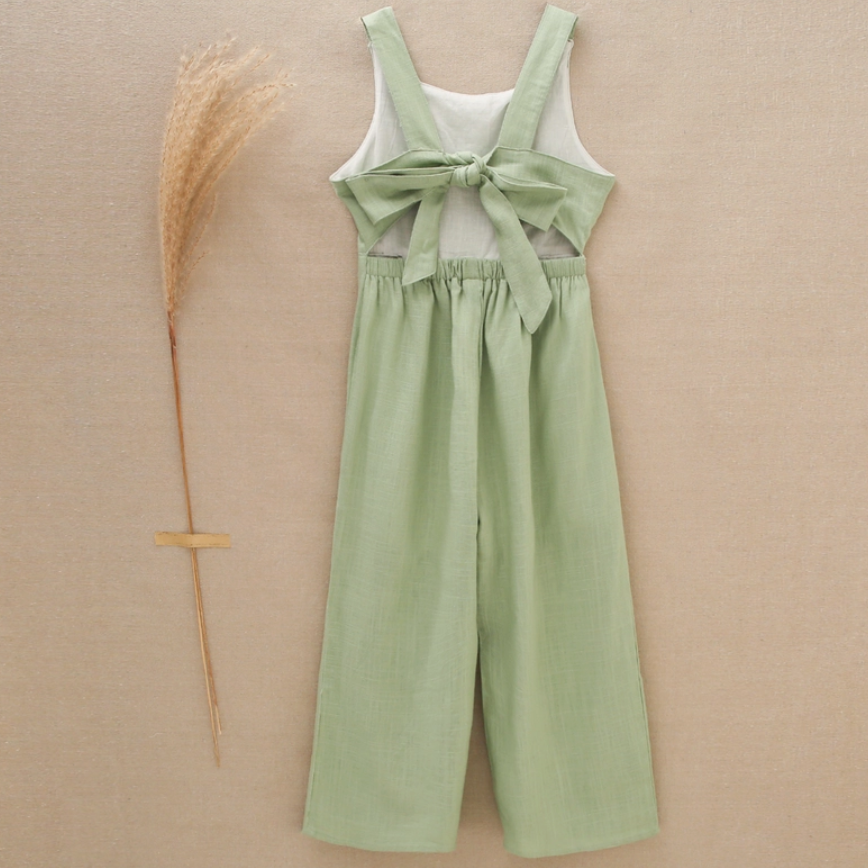 Girls Green Jumpsuit with Back Detail