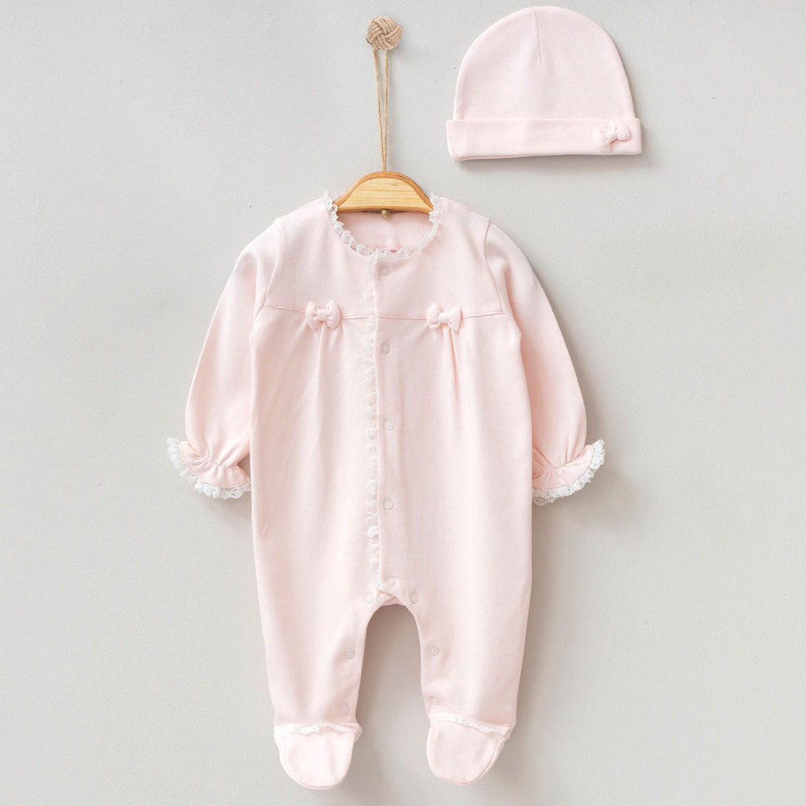 Pink Collar Onesie & Bonnet Set